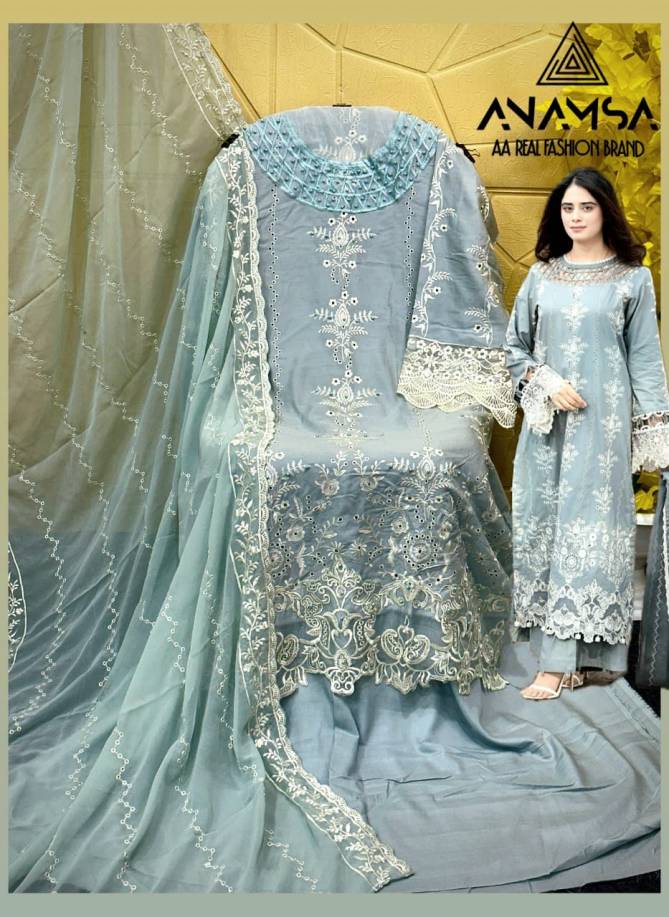 Anamsa 474 Rayon Cotton Embroidery Pakistani Suits Wholesale Shop in Surat